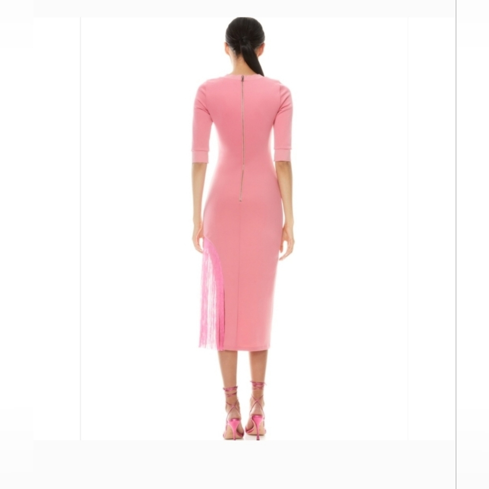 ALICE +OLIVIA ASYMMETRICAL FRINGE MIDI DRESS SIZE 0 - Picture 13 of 16